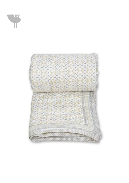 Mulmul Cotton Quilt In Geometric Block Print