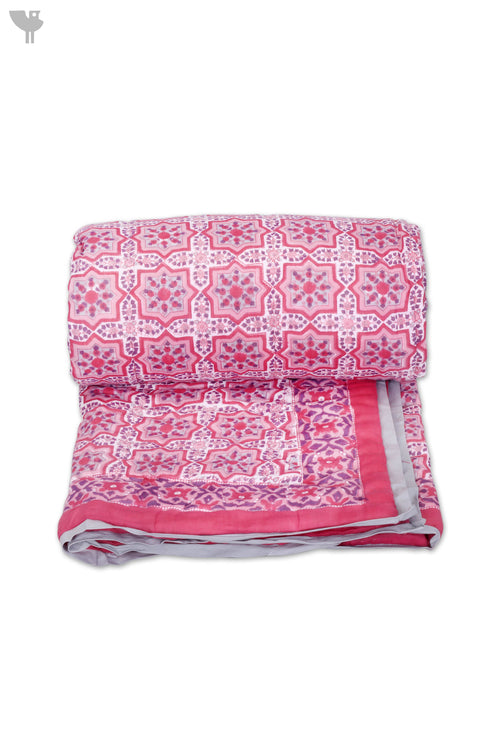 Mulmul Cotton Quilt in Floral Block Print