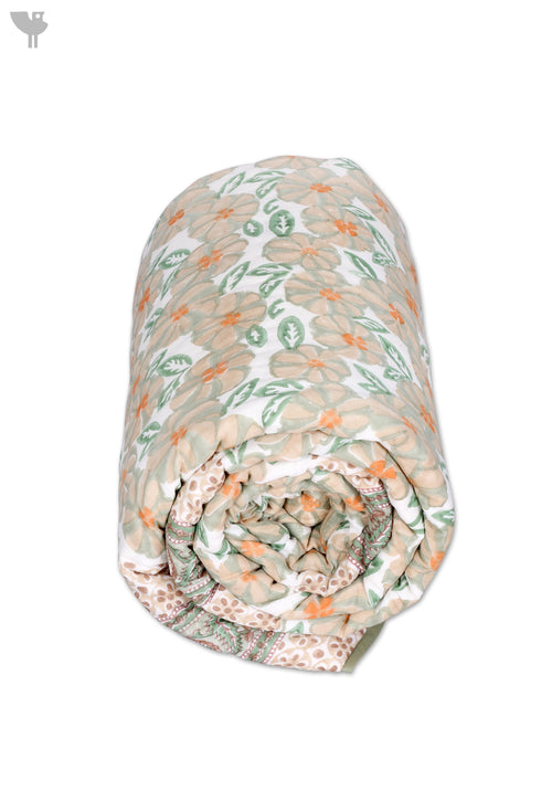 Mulmul Cotton Quilt in Floral Block Print