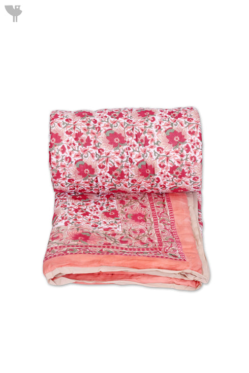 Mulmul Cotton Quilt In Graphic Block Print