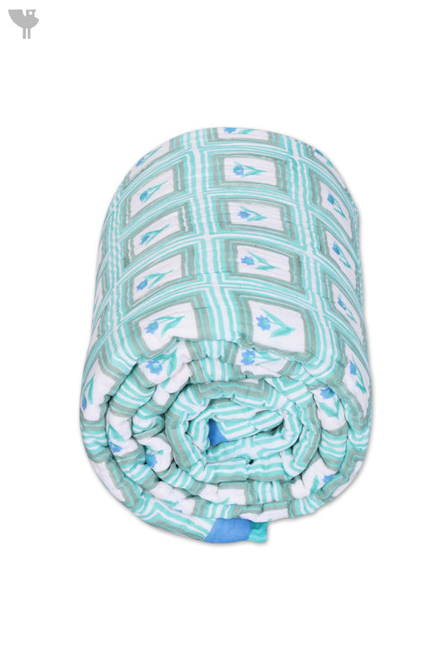 Mulmul Cotton Quilt in Floral Block Print