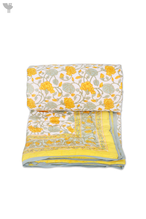 Mulmul Cotton Quilt Floral Block Print