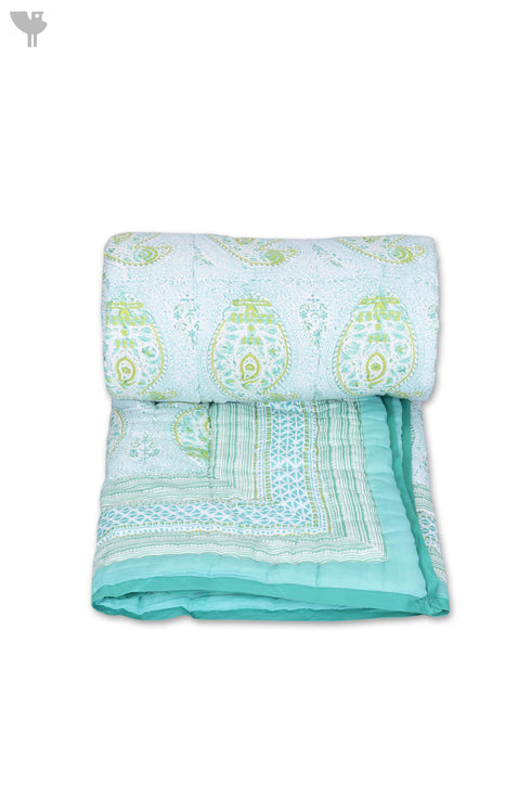 Mulmul Cotton Quilt Floral Block Print