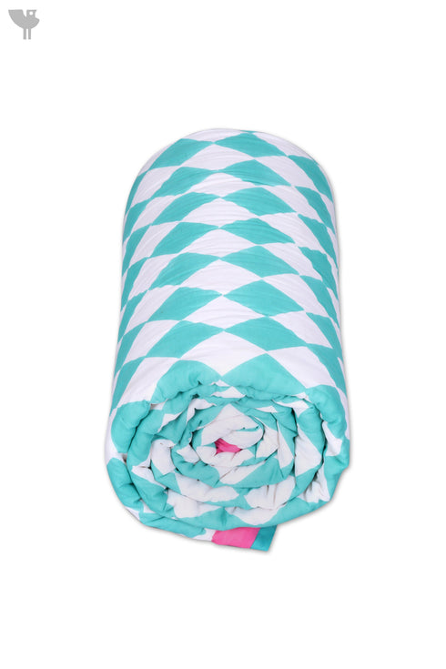 Mulmul Cotton Quilt In Geometric Block Print