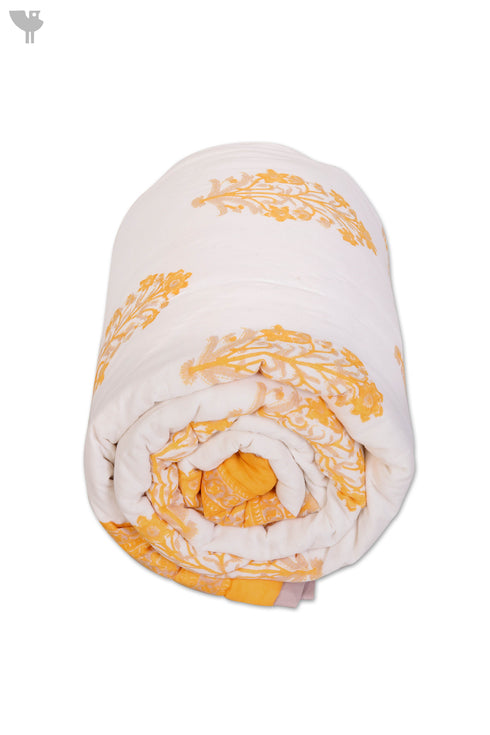 Mulmul Cotton Quilt in Floral Block Print