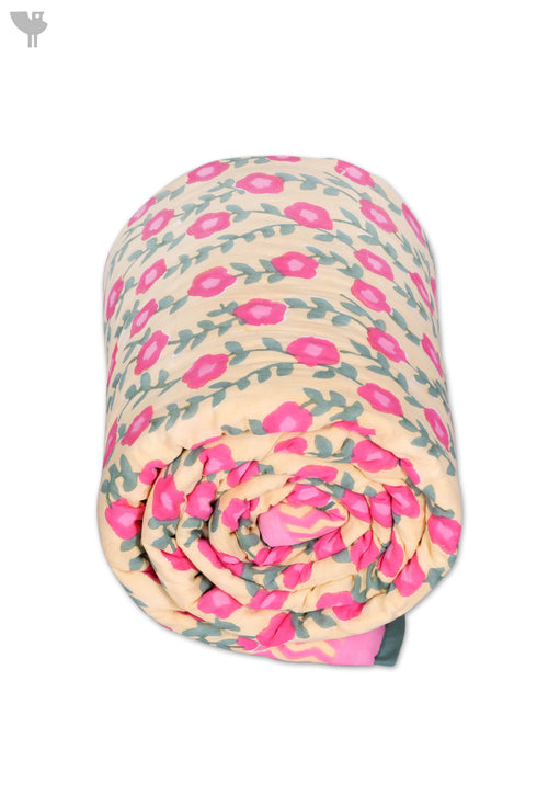 Mulmul Cotton Quilt in Floral Block Print