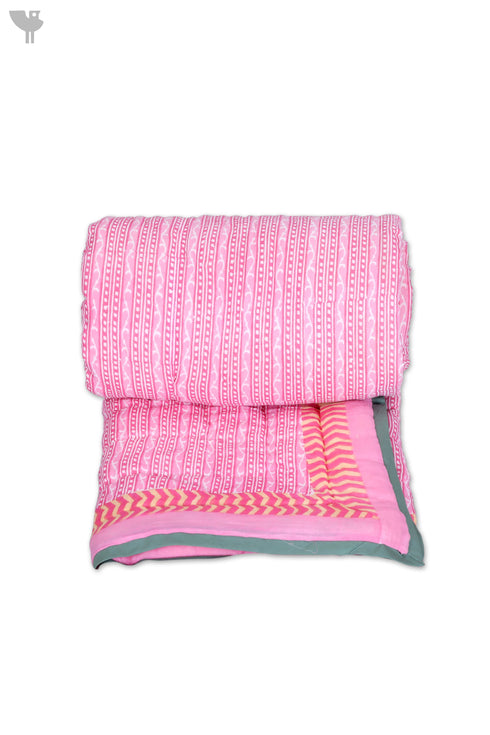 Mulmul Cotton Quilt in Floral Block Print