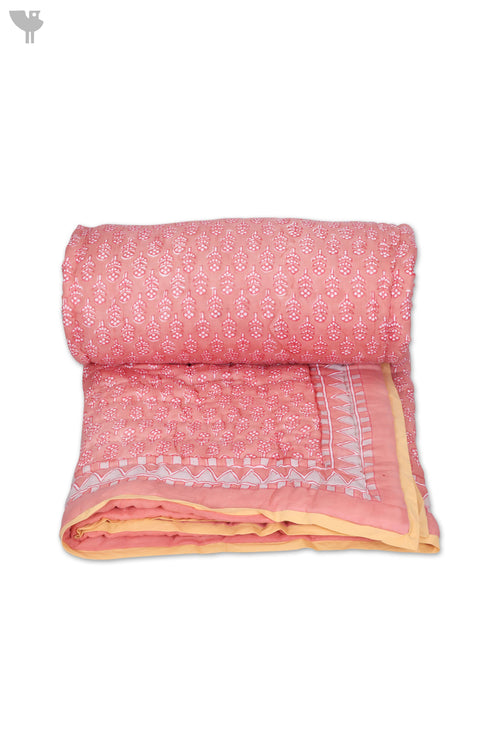 Mulmul Cotton Quilt Floral Block Print