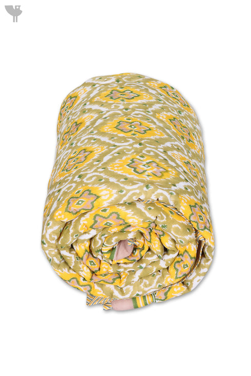 Mulmul Cotton Quilt In Ikat Block Print