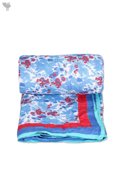 Mulmul Cotton Quilt in Floral Block Print