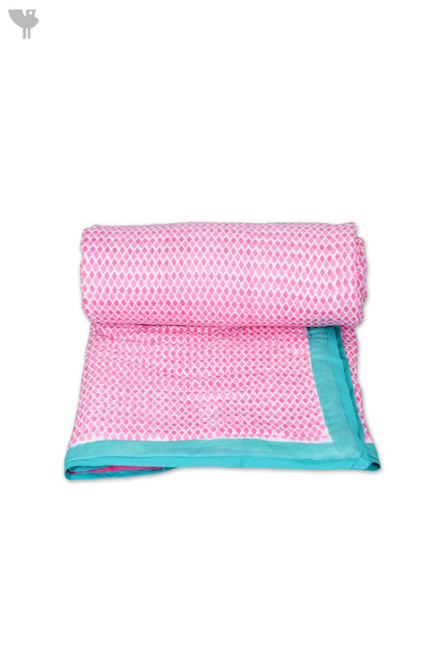 Mulmul Cotton Quilt In Geometric Block Print