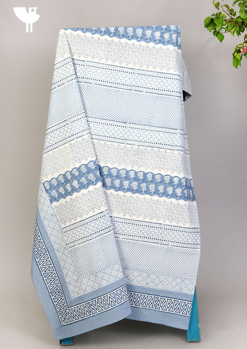 20s Cotton KING SIZE Bed Cover In Geometric Block Print