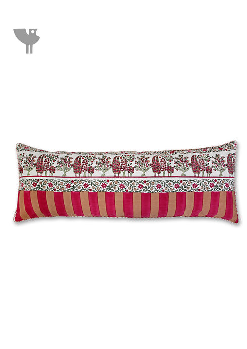 20s Cotton Lumbar Cushion Cover in Floral Block Print