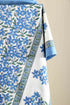 Cotton Bedspread With Floral Block Print in Blue on White Base