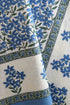 Cotton Bedspread With Floral Block Print in Blue on White Base