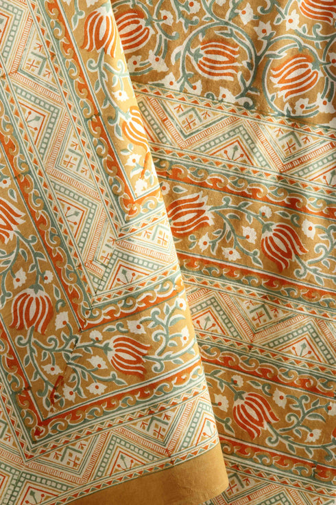 20s Cotton Bed Cover in Floral Block Print