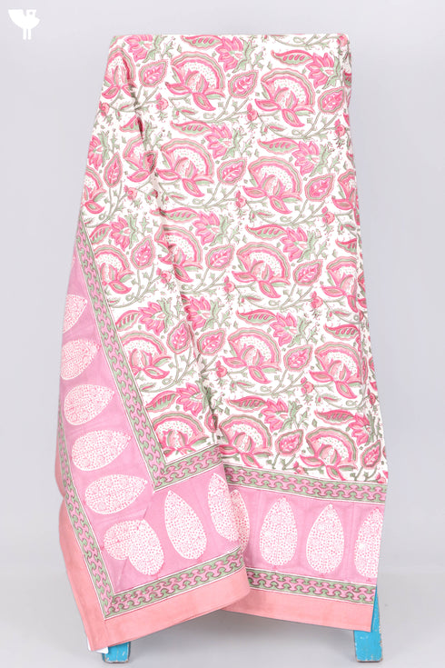 20s Cotton Bedcover In Floral Block Print