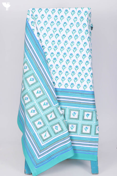 20s Cotton Bed Cover in Floral Block Print