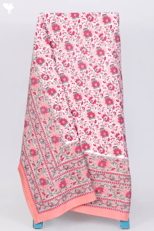 20s Cotton Bed Cover in Floral Block Print