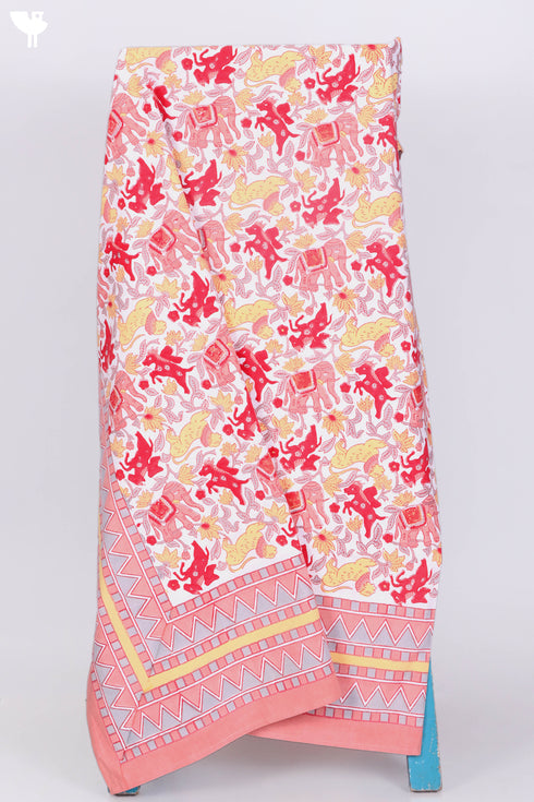 20s Cotton Bed Cover in Floral Block Print