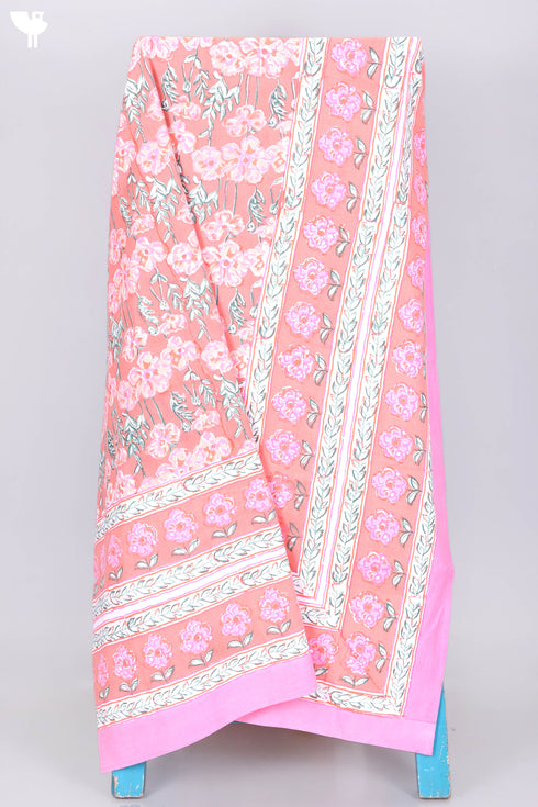 20s Cotton Bed Cover in Floral Block Print