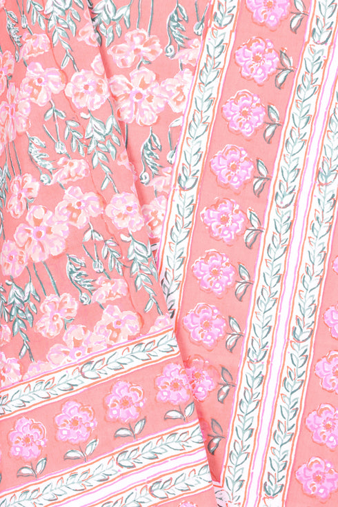 20s Cotton Bed Cover in Floral Block Print