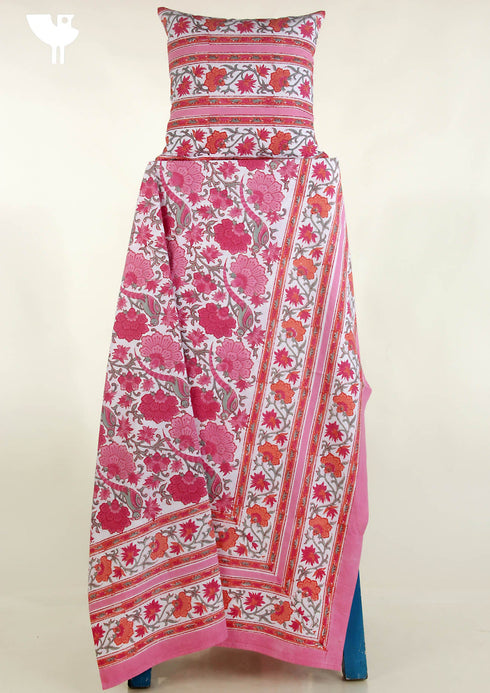 20s Cotton Bed Cover in Floral Block Print