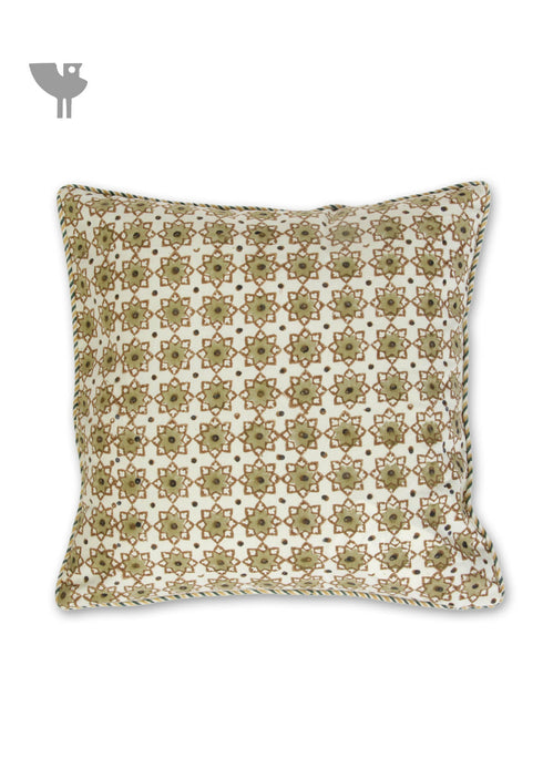 20s Cotton Cushion Cover in Floral Block Print