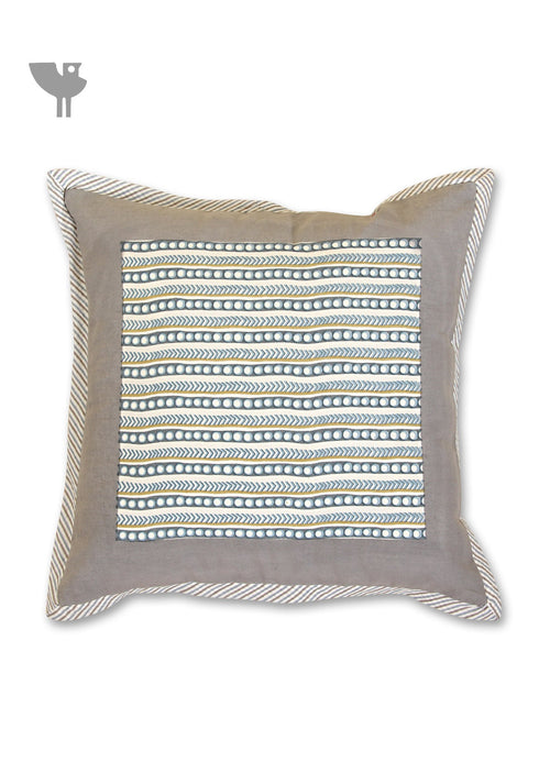 20s Cotton Cushion Cover In Sky Blue And Grey Foliage Print