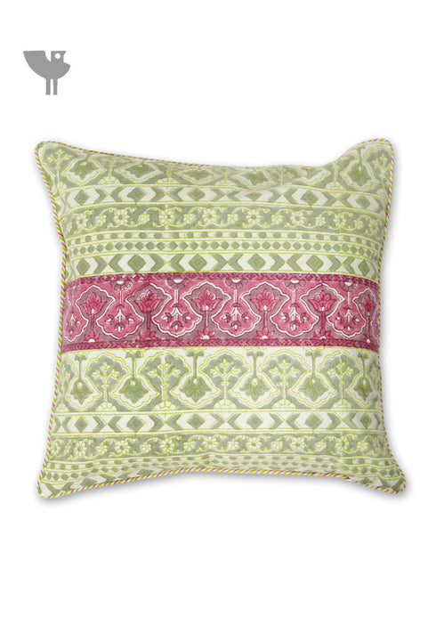 20s Cotton Cushion Cover In Geometric Block Print