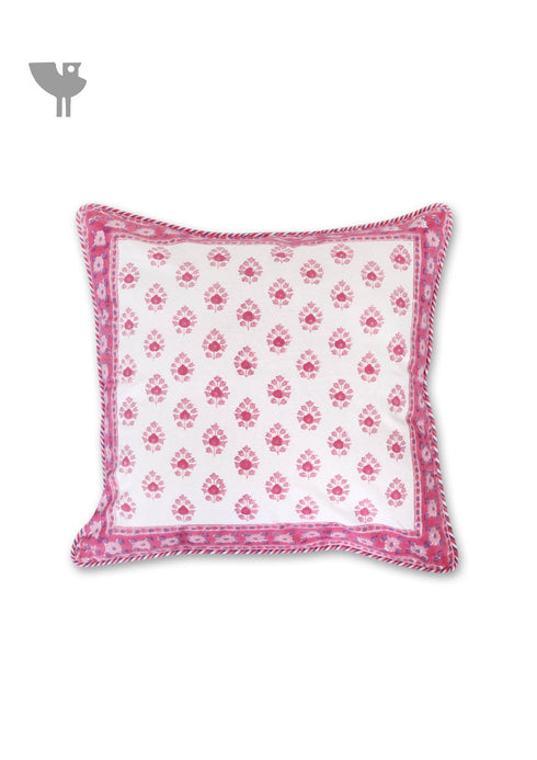 20s Cotton Cushion Cover in Floral Block Print