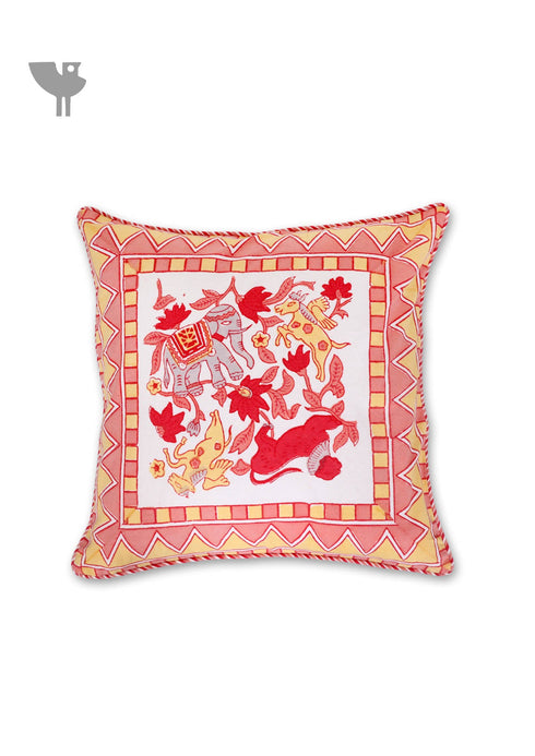 20s Cotton Cushion Cover in Floral Block Print