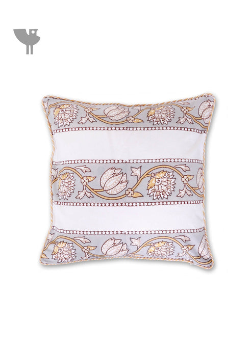 20s Cotton Cushion Cover in Floral Block Print