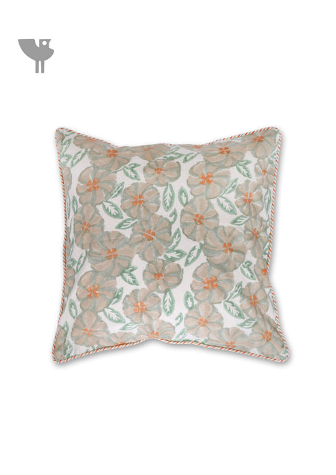 20s Cotton Cushion Cover in Floral Block Print