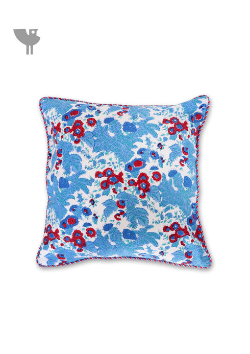 20s Cotton Cushion Cover in Floral Block Print