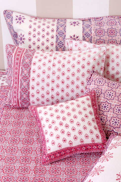 20s Cotton Cushion Cover in Floral Block Print