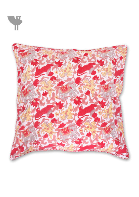 20s Cotton Cushion Cover in Floral Block Print