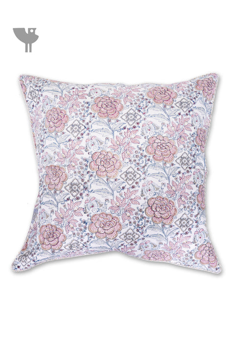 20s Cotton Cushion Cover in Floral Block Print