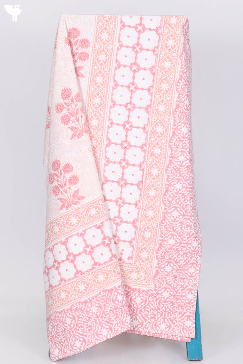 20s Cotton KING SIZE Bed Cover In Floral Block Print