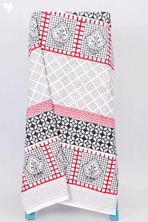 20s Cotton KING SIZE Bed Cover In Graphic Block Print