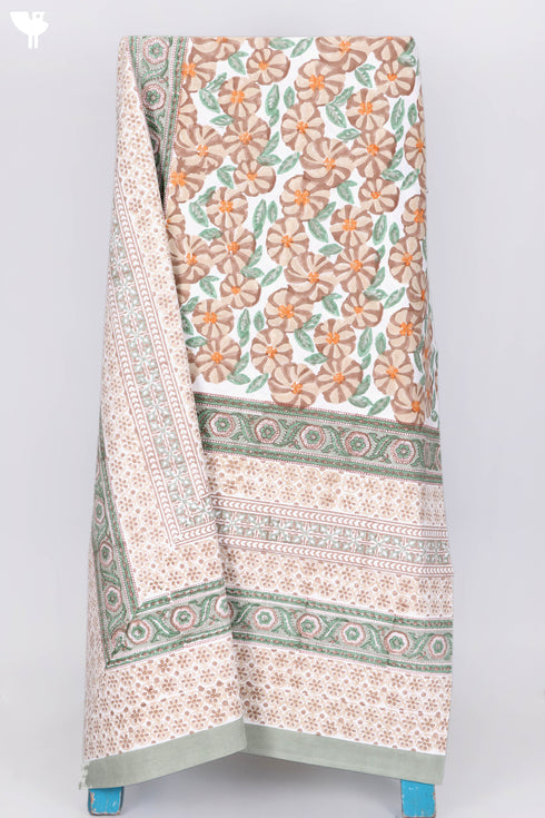 20s Cotton KING SIZE Bed Cover in Floral Block Print