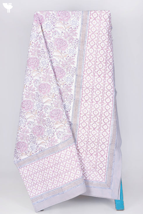 20s Cotton KING SIZE Bed Cover In Floral Block Print