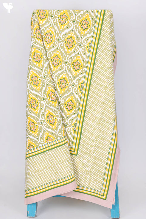 20s Cotton KING SIZE Bedcover In Ikat Block Print