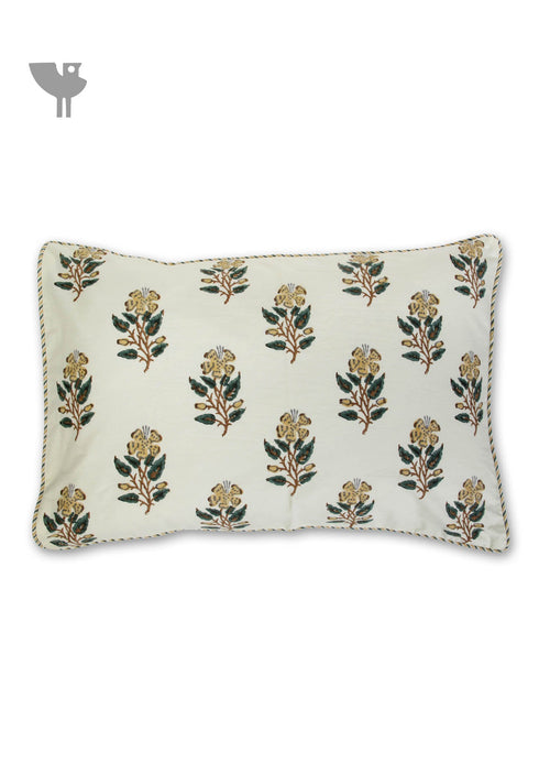 40s Cotton Pillow Cover in Floral Block Print