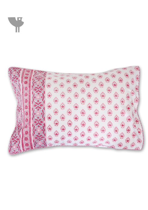 40s Cotton Pillow Cover in Floral Block Print
