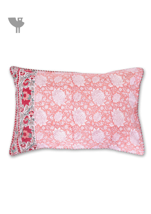 40s Cotton Pillow Cover in Floral Block Print