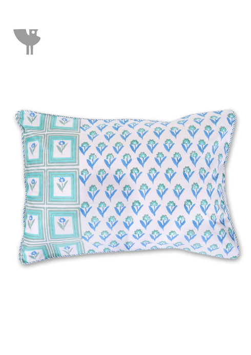40s Cotton Pillow Cover in Floral Block Print