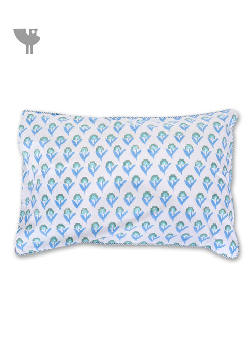 40s Cotton Pillow Cover in Floral Block Print