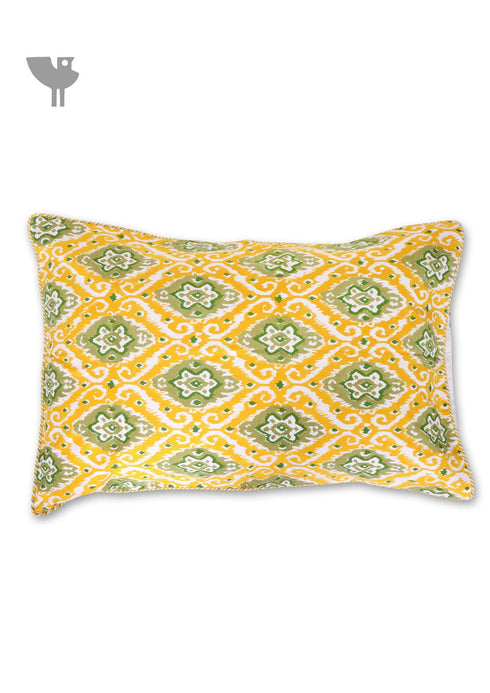 40s Cotton Pillow Cover In Ikat Block Print