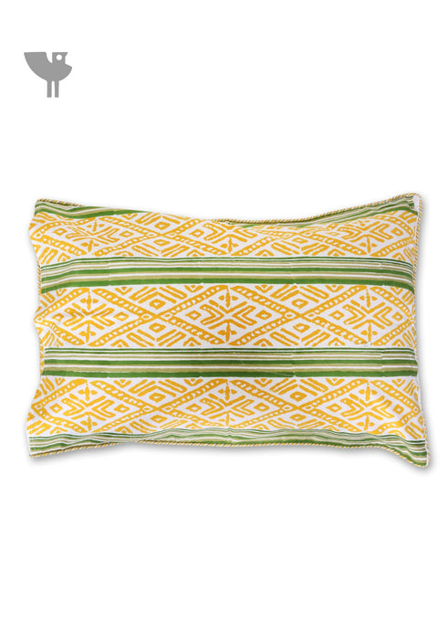 40s Cotton Pillow Cover In Ikat Block Print